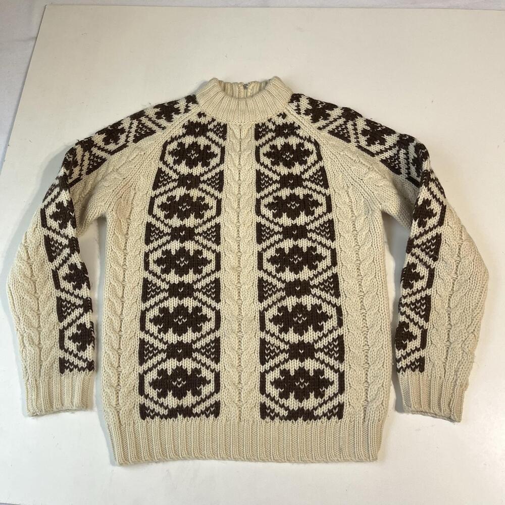 Vintage Tami Sweater Womens 36 Wool Fair Isle Ski Cable Knit Lopapeysa Fisherman